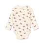 Minnie Bow Print Cotton Pointelle Baby Bodysuit